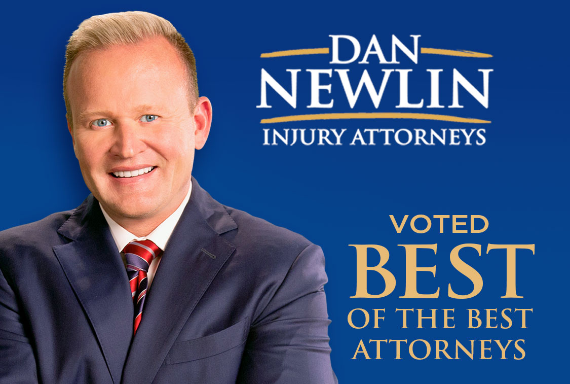 Photo of Attorney Dan Newlin on a blue background with the Newlin Law logo and text that reads "Voted best of the best attorneys"